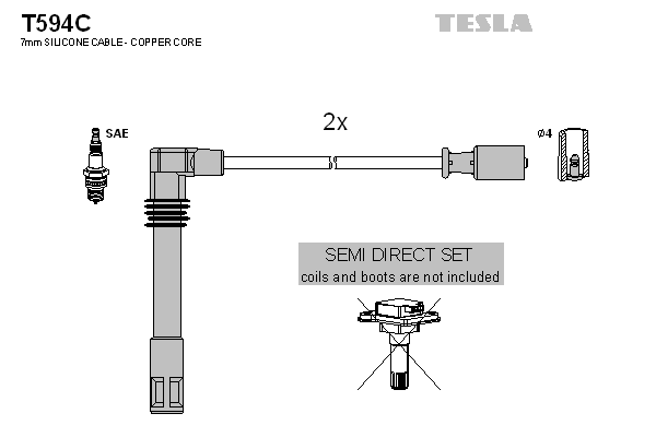 Кабель зажигания к-кт TESLA Audi A4,A6 VW Passat 95-00 1,8