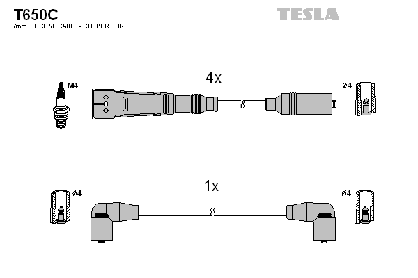 Кабель зажигания к-кт TESLA Seat, VW 80-01 1,6
