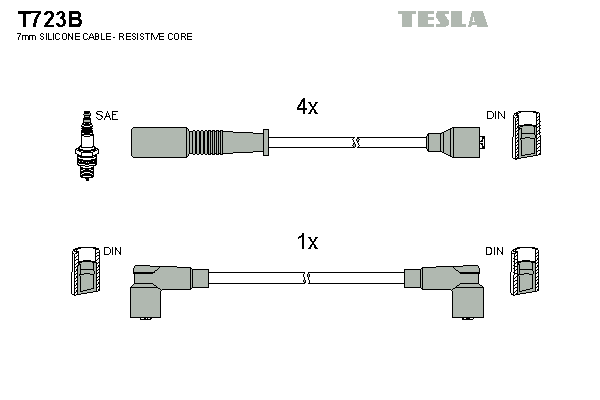 Кабель зажигания к-кт TESLA Fiat, Lancia 89-99 1,8