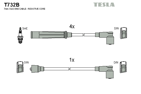 Кабель зажигания к-кт TESLA Seat,VW 77-93 0,9