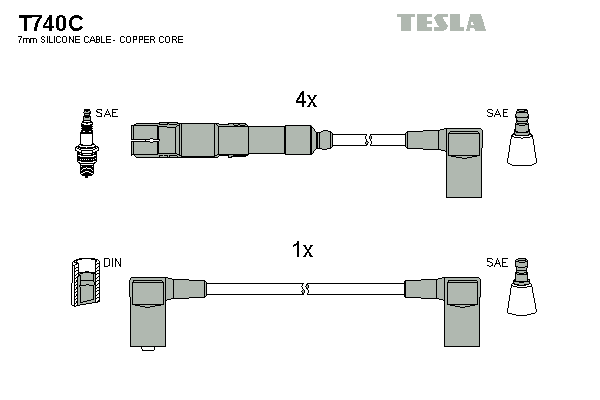 Кабель зажигания к-кт TESLA Mersedes 80-97 1,8
