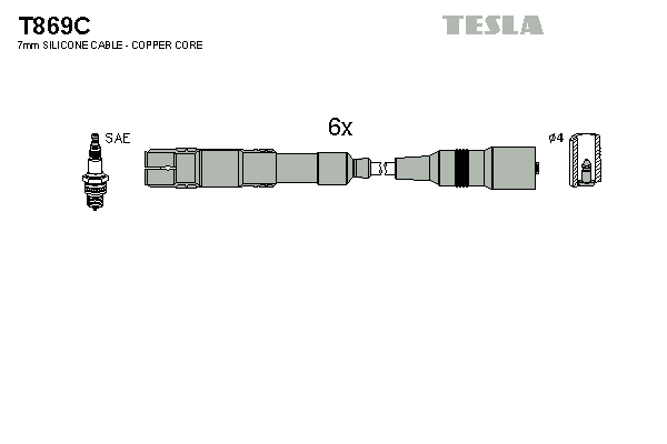 Кабель зажигания к-кт TESLA Audi 92-00 2,6