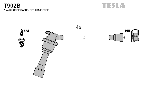 Кабель зажигания к-кт TESLA HY, Kia, Mitsubishi 90-98 1,6