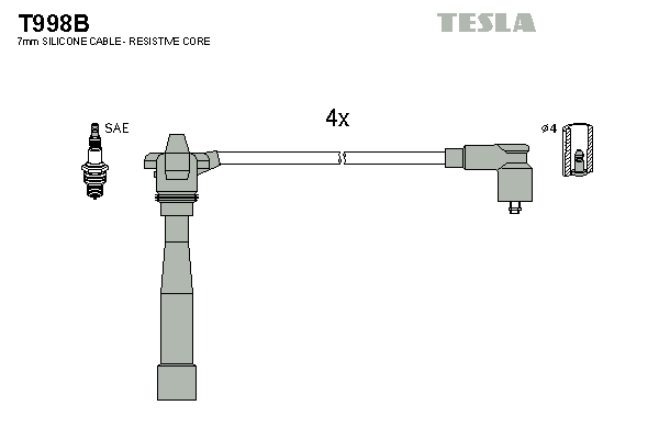 Кабель запалювання к-кт TESLA Lancia 00-03, Fiat 95-01 98 1,6 16V