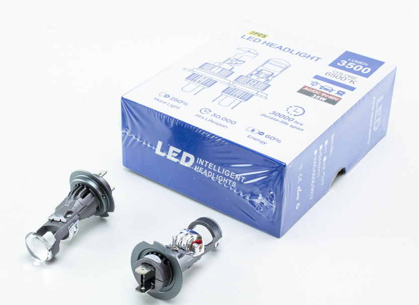 лампа LED H7 12V-24V Y400 35W 6500K радиатор +линза