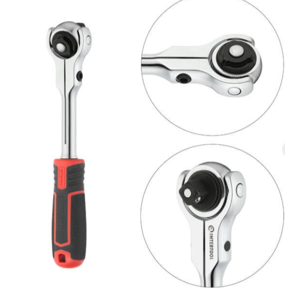 трещетка с квадратом   1/2" 72 зуба 250 мм CrV Intertool Storm  шарнирная (360°) ET-8009 - зображення 2