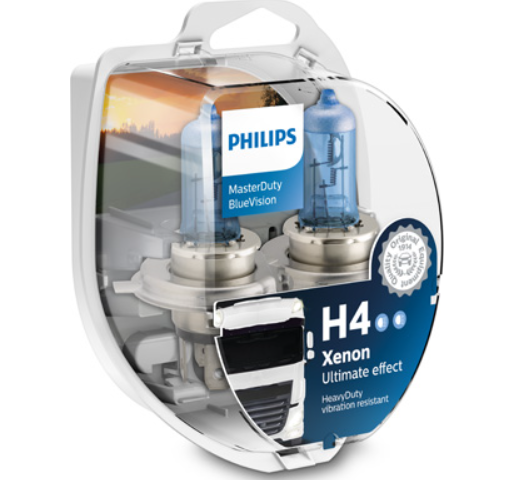 лампа H4 24V 75/70 (43) PHILIPS Master Duty Blue Vision 4000K (2шт) 13342MDBVS2 - зображення 1