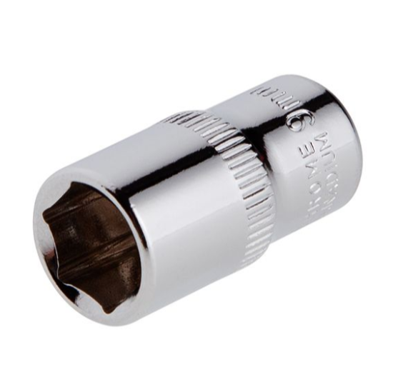головка торцевая шестигранная 1/4"  9 мм CrV ET-0439 - зображення 1