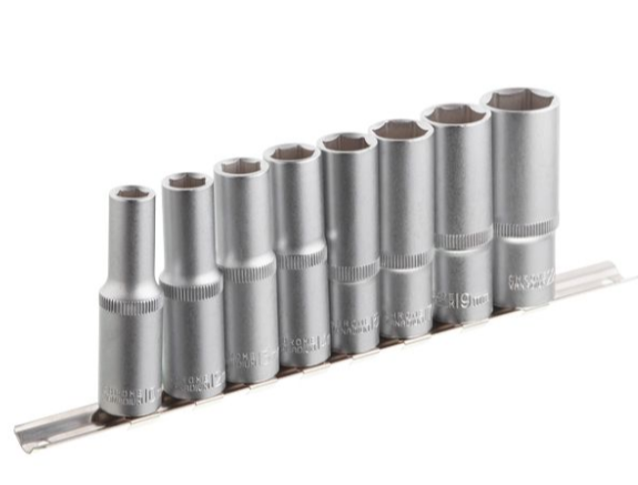 набор головок удлиненных 1/2"  8 шт, 10-22мм (планка) ET-6009 - зображення 1