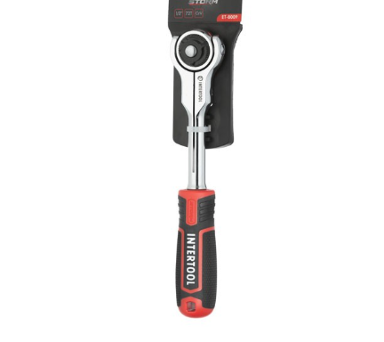 трещетка с квадратом   1/2" 72 зуба 250 мм CrV Intertool Storm  шарнирная (360°) ET-8009 - зображення 3