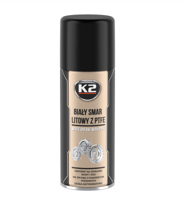 смазка  литиевая аэрозоль K2 WHITE GREASE PTFE 400мл