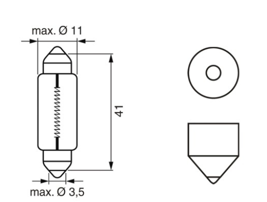 лампа AC салона 12V 5W 11*41mm SV8,5 BOSCH 1987302225 - зображення 2