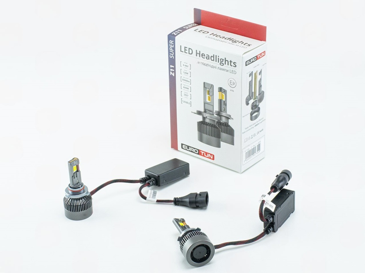 лампа LED HB3 12V-24V 120W EUROTUN Z11 20000L 6500К CAN BUS радиатор с вентилят. ET-Z11-9005 - зображення 1