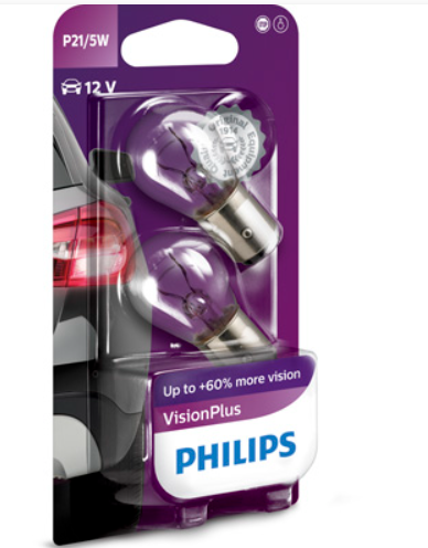 лампа A 12V P21/5W BAY15d PHILIPS VP+60% (пара)