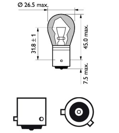 лампа A 12V PY21W BAU15s PHILIPS SilverVision (пара) 12496SVB2 - зображення 3