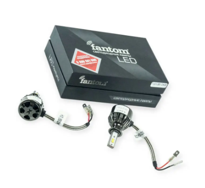 лампа LED H3 12V-24V FANTOM 5500K 4900L  радиатор с вентилятором H3 Fantom LED - зображення 1