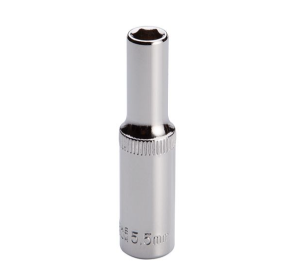 головка торцевая шестигранная удлиненная 1/4"  5,5 мм CrV ET-0455 - зображення 2