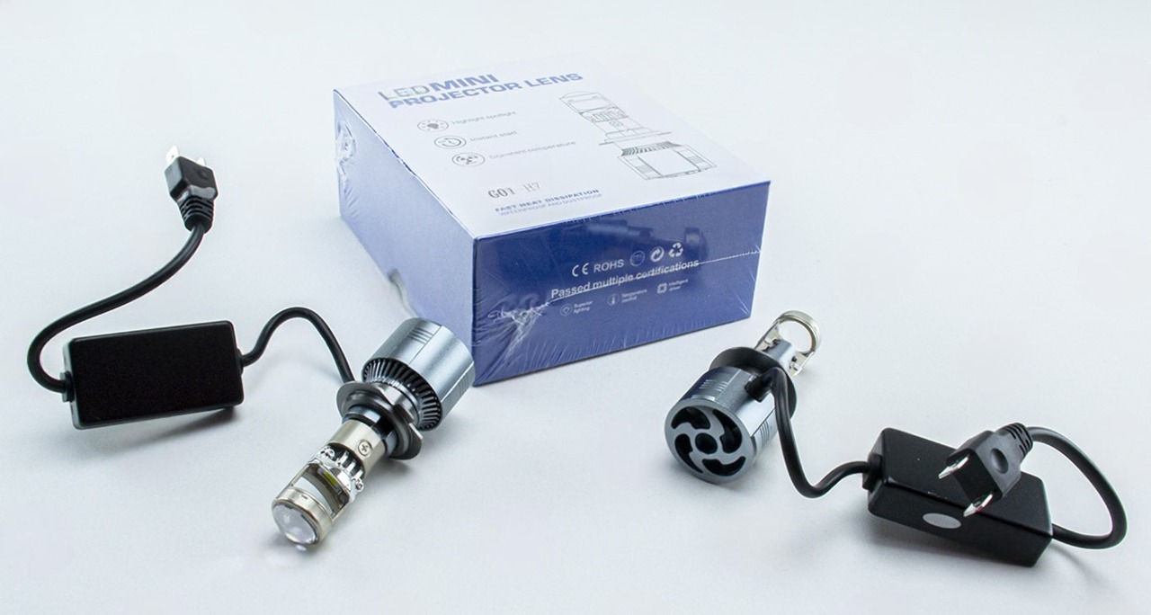 лампа LED с линзой H7 12V-24V  38W A80 5700K радиатор с вентилят.