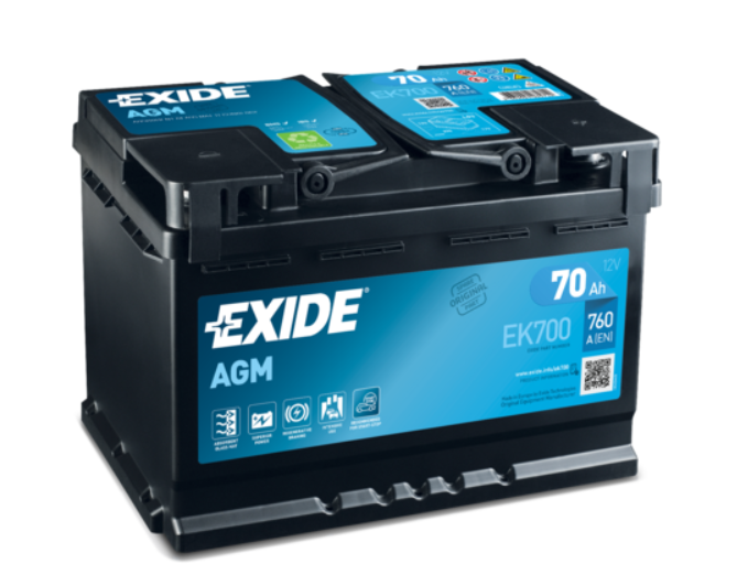 Аккумулятор EXIDE  70Ач 760А AGM (Start-Stop) (L3) (0) Евро правый +