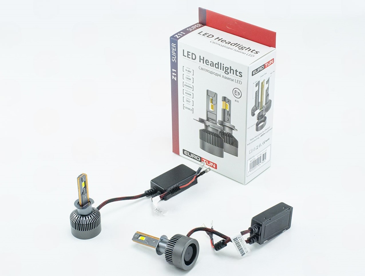 лампа LED H1 12V-24V 120W EUROTUN Z11 20000L 6500K CAN BUS радиатор с вентилят. ET-Z11-H1 - зображення 1