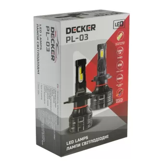 лампа LED H7 12V PL-03 65W 5000K 12000L радиатор+вентилятор PL-03 H7 Decker LED - зображення 1